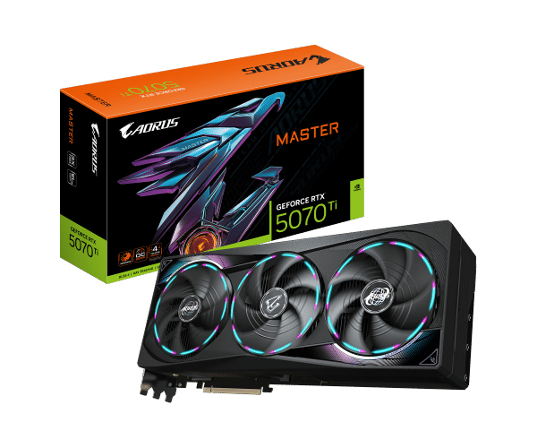 כרטיס מסך Gigabyte AORUS RTX 5070 Ti Master GV N507TAORUS M 16GD RTX 5070 Ti 16GB GDDR7 256BIT 3 שנות אחריות פי סי אונליין