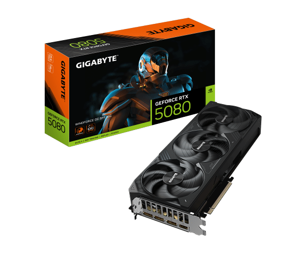 כרטיס מסך Gigabyte RTX 5080 Windforce OC GV N5080WF3OC 16GD RTX 5080 16GB GDDR7 256BIT 3 שנות אחריות פי סי אונליין