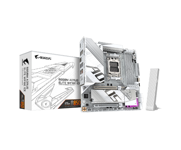 לוח אם Gigabyte B850M A ELT WF6E ICE B850M A ELT WF6E ICE AMD AM5 DDR5 PCIE 5.0 Wi Fi 6E Windows 1011 פי סי אונליין