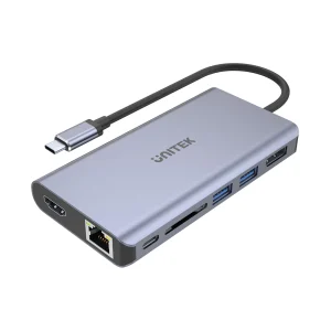 uHUB S7+ 7-in-1 USB-C Ethernet Hub with MST Dual Monitor, 100W Power Delivery and Card Reader במלאי