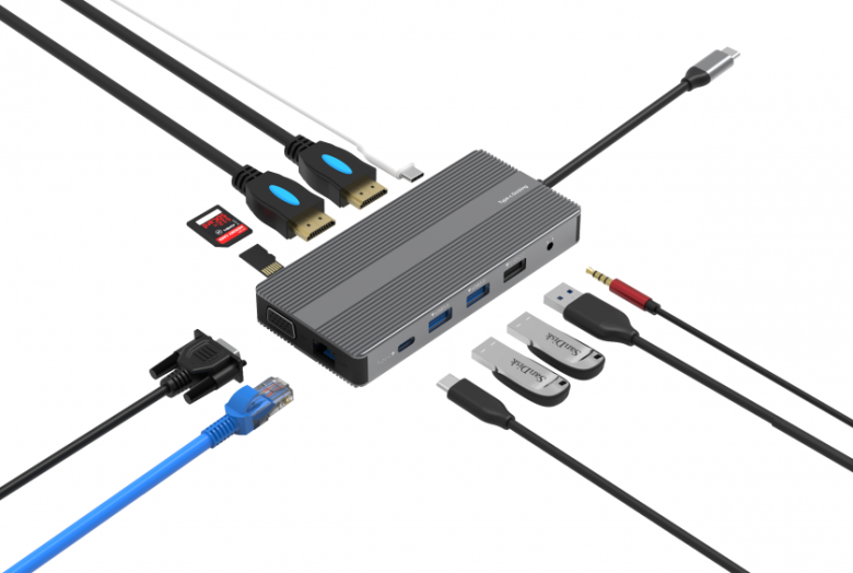 תחנת עגינה USB C למגוון חיבורים כולל 2 יציאות HDMI עם תמיכה ב-MST עד 3 מסכים שונים C31.541 TOPX