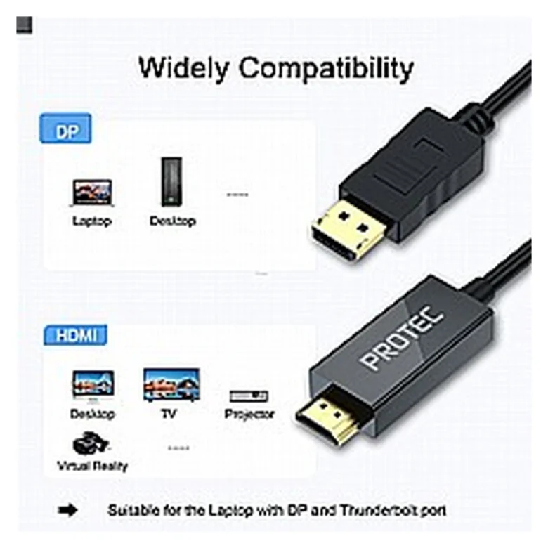 PROTEC DM137A — התאמה ליציאת DisplayPort וכניסת HDMI
