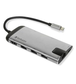 מתאם Verbatim USB-C MULTIPORT HUB USB 3.1 GEN 1/USB 3.0×3 /HDMI /SDH