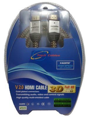 כבל HDMI 2.0 מקצועי באורך 2 מטר מבית TopX, באריזת בליסטר - פיסי אונליין