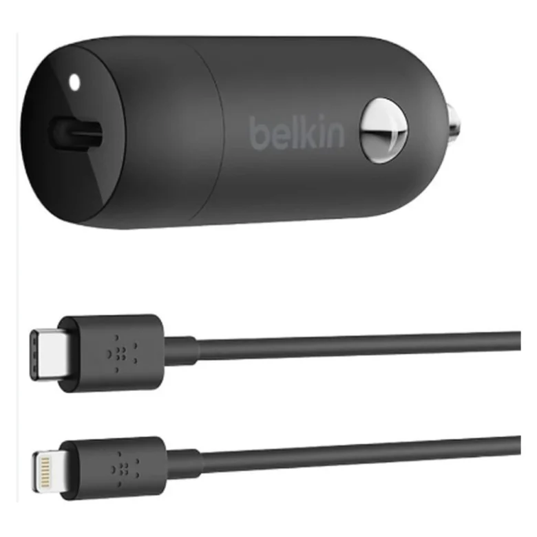מטען רכב Belkin CCA004bt1MBK-B5 | 30W USB-C PD/PPS | כבל USB-C ל־Lightning באורך מטר | שחור – תמונת מוצר