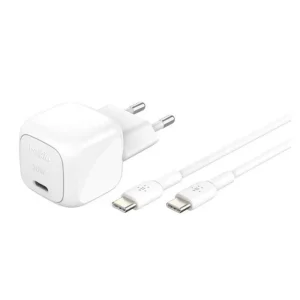 מטען Belkin WCA008kq1MWH-B6 | USB-C ‏30W עם כבל USB-C ‏1 מטר | לבן – תמונת מוצר