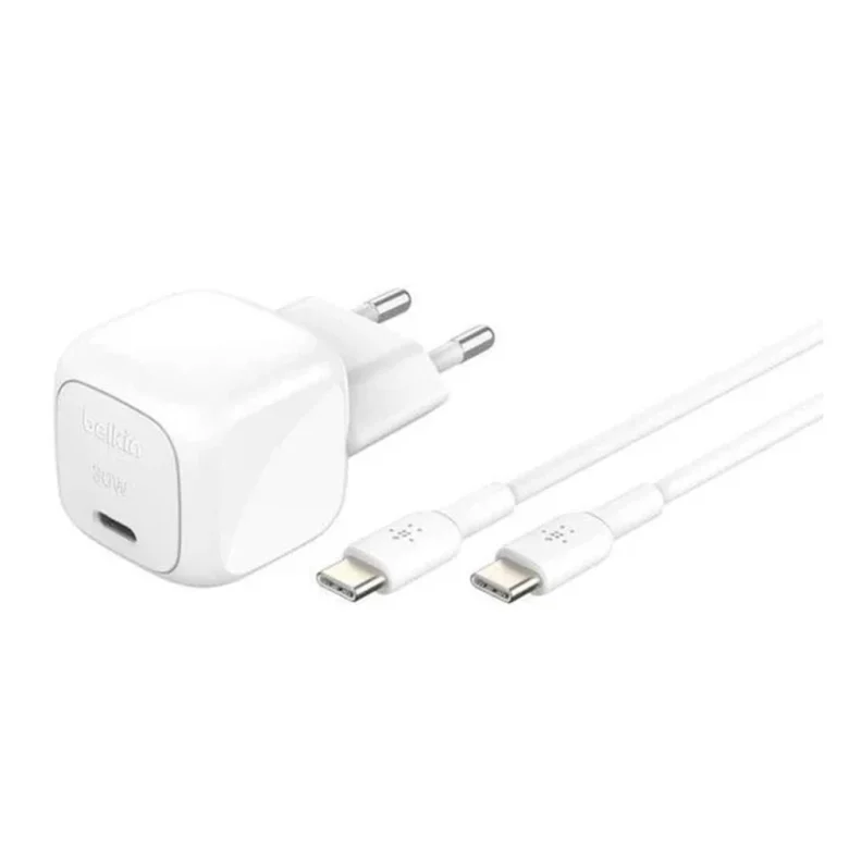 מטען Belkin WCA008kq1MWH-B6 | USB-C 30W עם כבל USB-C 1 מטר | לבן – תמונת מוצר