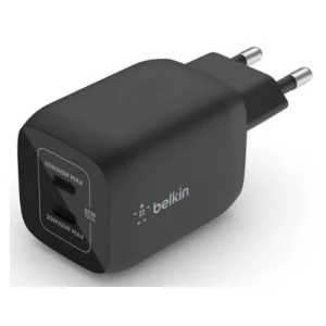 מטען Belkin WCH013vfBK | GaN ‏65W | שתי יציאות USB-C | ‏PPS | שחור – תמונת מוצר