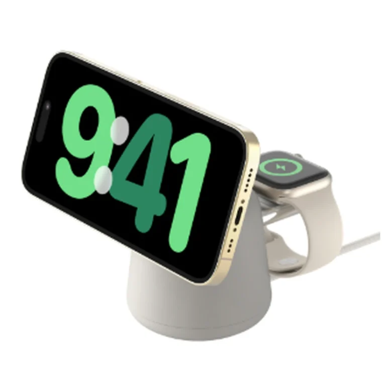 מעמד טעינה Belkin WIZ020vfH37 | MagSafe 15W ו־Apple Watch | גוון חול (Sand)