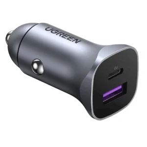 מטען רכב UGREEN CD130 40858 | עד 30W | USB-C PD ו־USB-A QC | אפור