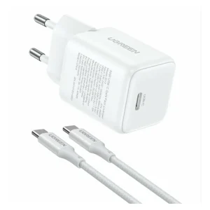 מטען קיר UGREEN X513 65013 | ‏GaN ‏30W | ‏USB-C PD PPS | כולל כבל מטר | לבן