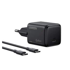 מטען קיר UGREEN X517 75103 | 25W GaN | ‏USB-C PD/PPS | כבל USB-C באורך מטר | שחור – תמונת מוצר