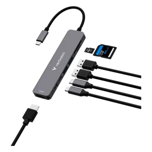 רכזת USB-C – Verbatim Essentials Multiport Hub – 32158 – 7 חיבורים – HDMI 4K