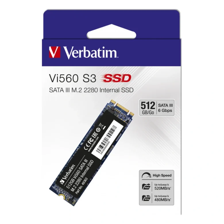 כונן SSD פנימי – Verbatim Vi560 S3 – 49363 – 512GB – M.2 2280 SATA