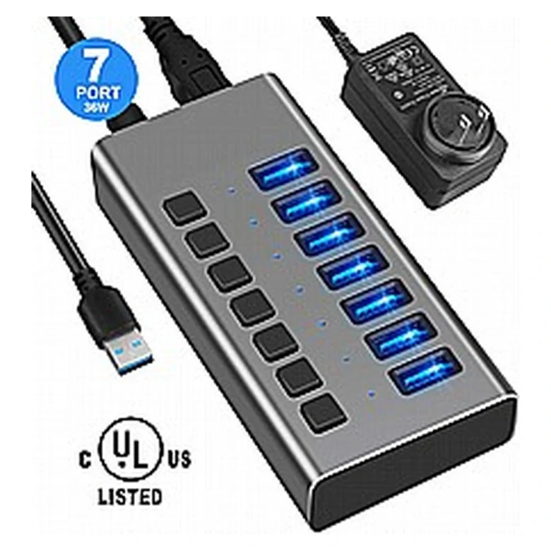 PROTEC DM282 — שבע יציאות USB וספק הכוח