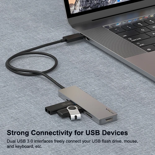 תחנת עגינה UHP3407 Aluminum USB C HUB | WL-UHP3407 | USB-C PD 100W | 4K@30Hz | USB 3.0 | HDMI