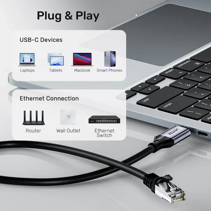 כבל רשת USB C ל Ethernet C18148AGY C18148AGY USB C 2.5Gbps RJ45 1M.