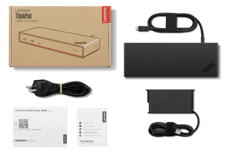 תחנת עגינה Lenovo ThinkPad USB4 Dock 5000 40BF0100IS 100W 65W 4 מסכים 4K USB4 פי סי אונליין 1