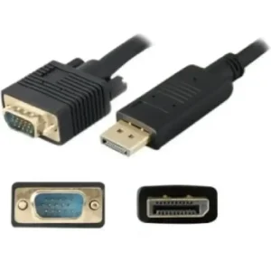 כבל DISPLAYPORT זכר - VGA זכר איכותי עם סיכוך כפול 1.8 מטר