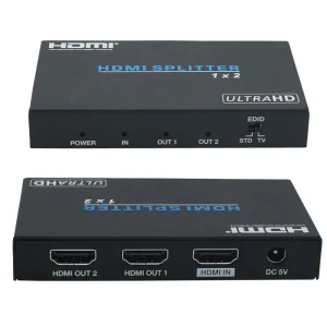 מפצל HDMI 2.0 מוגבר ל-2 מסכים בו זמנית תומך 4K@60Hz 4:4:4 + HDCP2.2