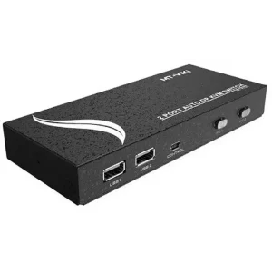 קופסת מיתוג KVM מ-2 מחשבים לעמדת עבודה אחת DISPLAYPORT 4K@60HZ + USB כולל כבלים וספק כוח