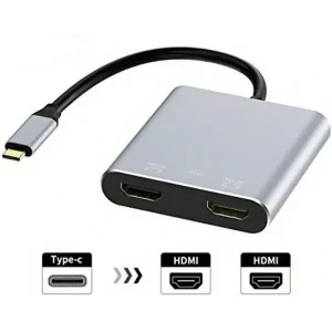 מתאם USB C ל-2 יציאות HDMI תומך 4k ו-MST (לשידור 2 תמונות שונות)