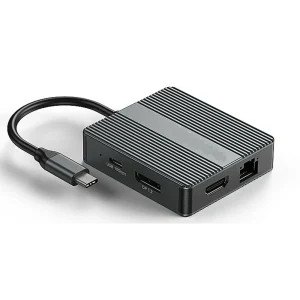 מולטיפורט USB C ל-7 חיבורים HDMI (4K60) + DP (4K60) + RJ45 LAN + 2*USB A 10G + USB C 10G + USB C PD 100W