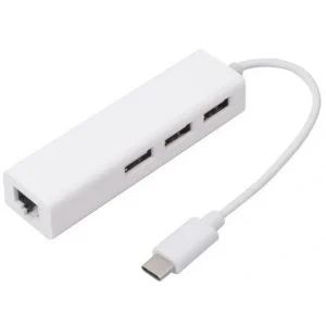מתאם USB C לרכזת USB3.0 עם 3 פורטים + RJ45 LAN GIGA 10/100/1000