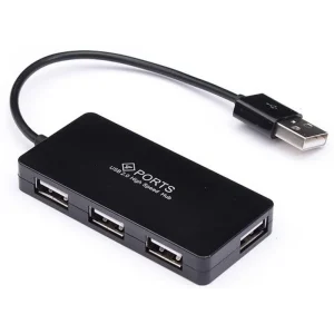 רכזת USB2.0 עם 4 פורטים וכבל מובנה
