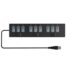 רכזת USB3.0 איכותית עם 10 פורטים + אופציה לחיבור ספק כוח