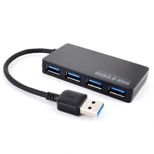 רכזת USB3.0 עם 4 פורטים וכבל מובנה עם כניסה לשנאי (לא כלול)
