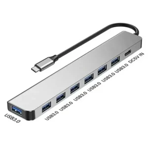 רכזת USB3.2 5Gbps עם חיבור USB C ל-7 חיבורי USB3.2 A וחיבור USB C PD