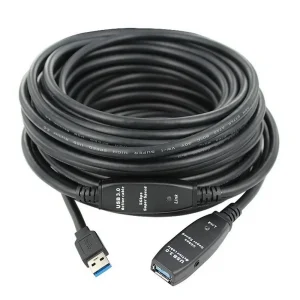 כבל מאריך אקטיבי USB3.2 GEN1 זכר - נקבה מוגבר 10 מטר + שקע DC