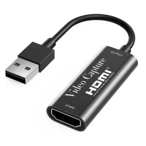 דונגל מתאם לכידת HDMI ל-USB2.0 להעברת תכני HD למחשב (לא לממירי כבלים) עם כבל קצר