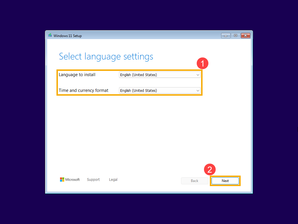 Windows 11 Setup: בחירת שפה ופורמט אזורי בתחילת ההתקנה