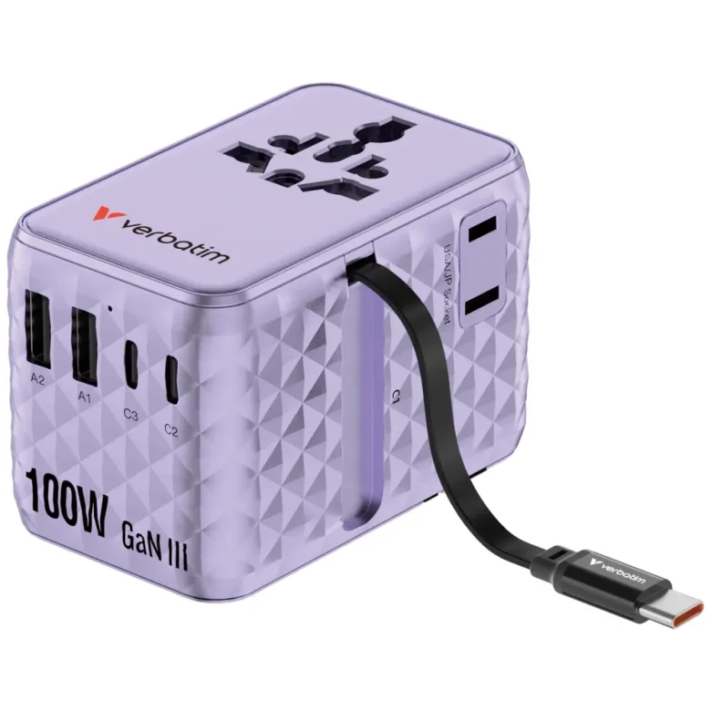 מתאם נסיעות Verbatim Charge 'n' Travel 30193 סגול