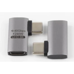 מתאם USB C זוויתי זכר-נקבה דגם C31.761 אלומינום תומך 40Gbps 240W 8K@60HZ