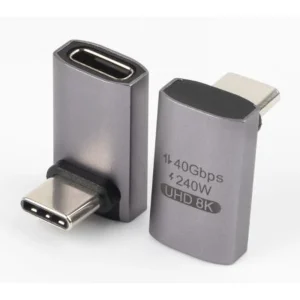 מתאם USB C זוויתי זכר-נקבה דגם C31.762 אלומינום תומך 40Gbps 240W 8K@60HZ