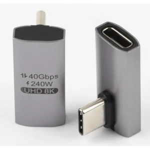 מתאם USB C זוויתי זכר-נקבה דגם C31.763 אלומינום תומך 40Gbps 240W 8K@60HZ