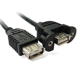 כבל USB2.0 נקבה - לנקבה על פאנל + ברגים 0.2 מטר מוליך 24AWG