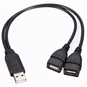 כבל Y מפצל USB2.0 מ-A זכר ל-2xA נקבות