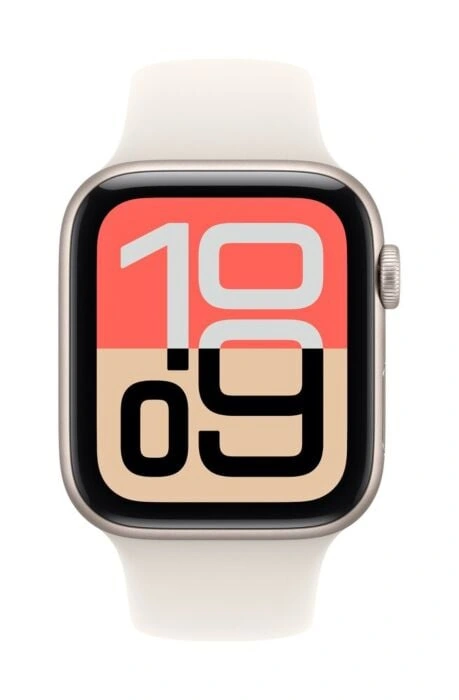 Apple Watch SE 3 40mm – אלומיניום סטארלייט, Starlight Sport Band – מבט קדמי
