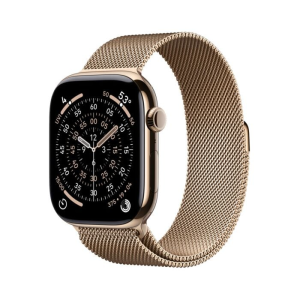 Apple Watch Series 11 42mm MF8Y4ZR/A – טיטניום זהב עם רצועת Gold Milanese Loop