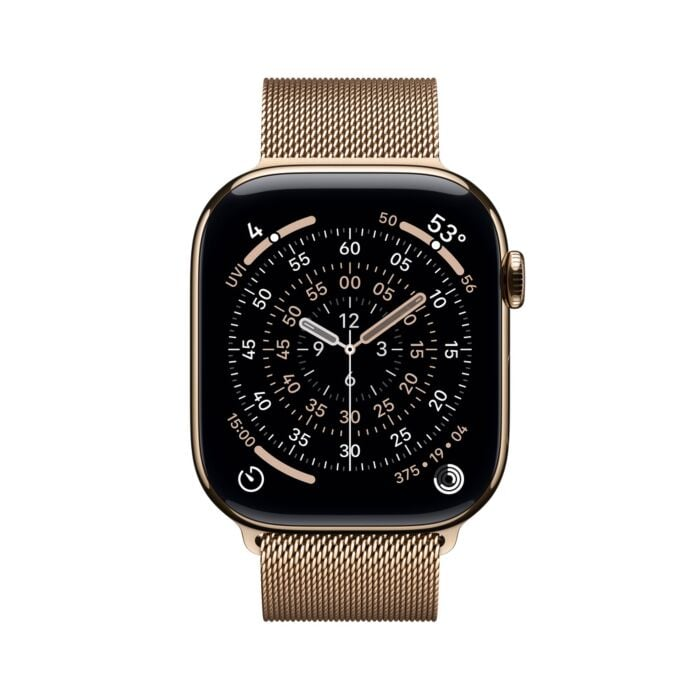 שעון Apple Watch Series 11 MF8Y4ZR/A טיטניום זהב עם רצועת Milanese Loop – מבט קדמי
