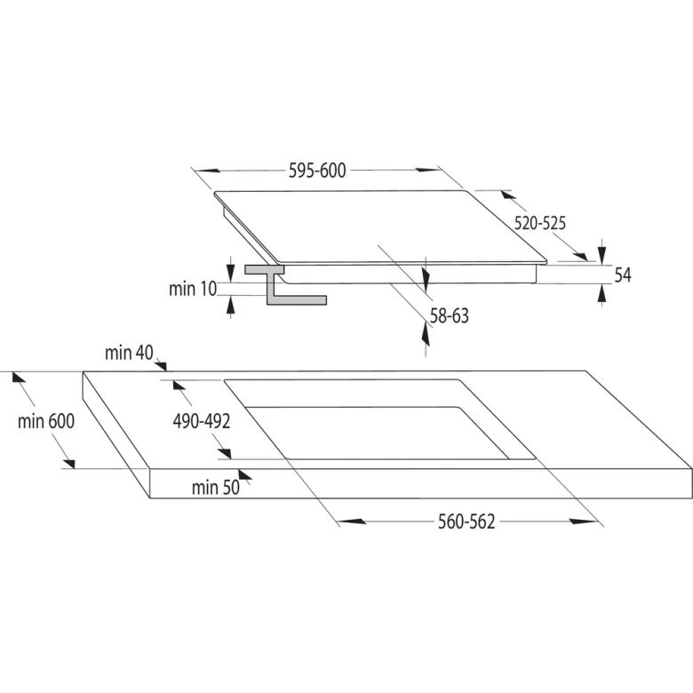 כיריים Gorenje GI6421SYW – שרטוט התקנה