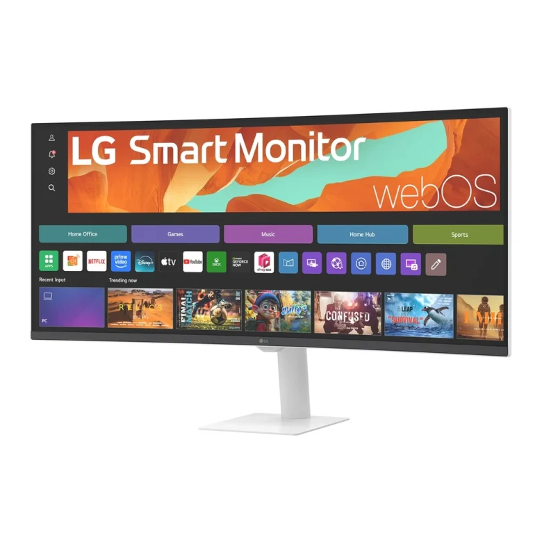 מסך חכם קעור LG 34U601SA-W לבן – מבט אלכסוני
