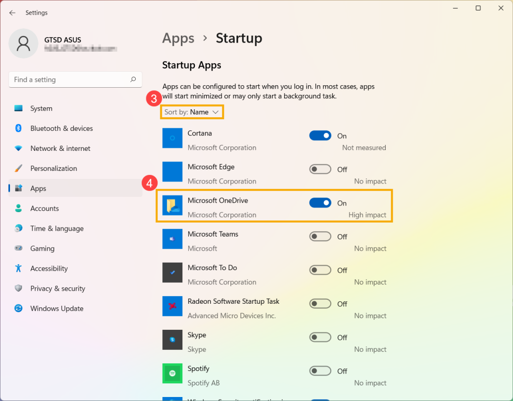 רשימת תוכנות הפעלה אוטומטית בהגדרות Windows 11