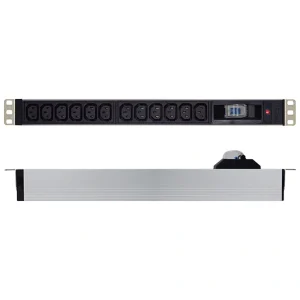 פס שקעים 12xC13 1U לארון תקשורת עם מפסק חצי אוטומט וכבל 3מ ישראלי תוצרת EUFFICIO