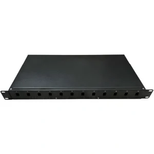 פנל אופטי פרימיום 1U ל-12xSC בודד או 12xLC כפול כולל מגש היתוך וברגים למתאמים