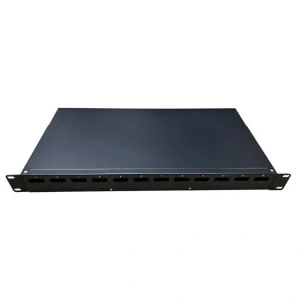 פנל אופטי פרימיום 1U ל-12xSC כפול או 12xLC קוואד כולל מגש היתוך וברגים למתאמים